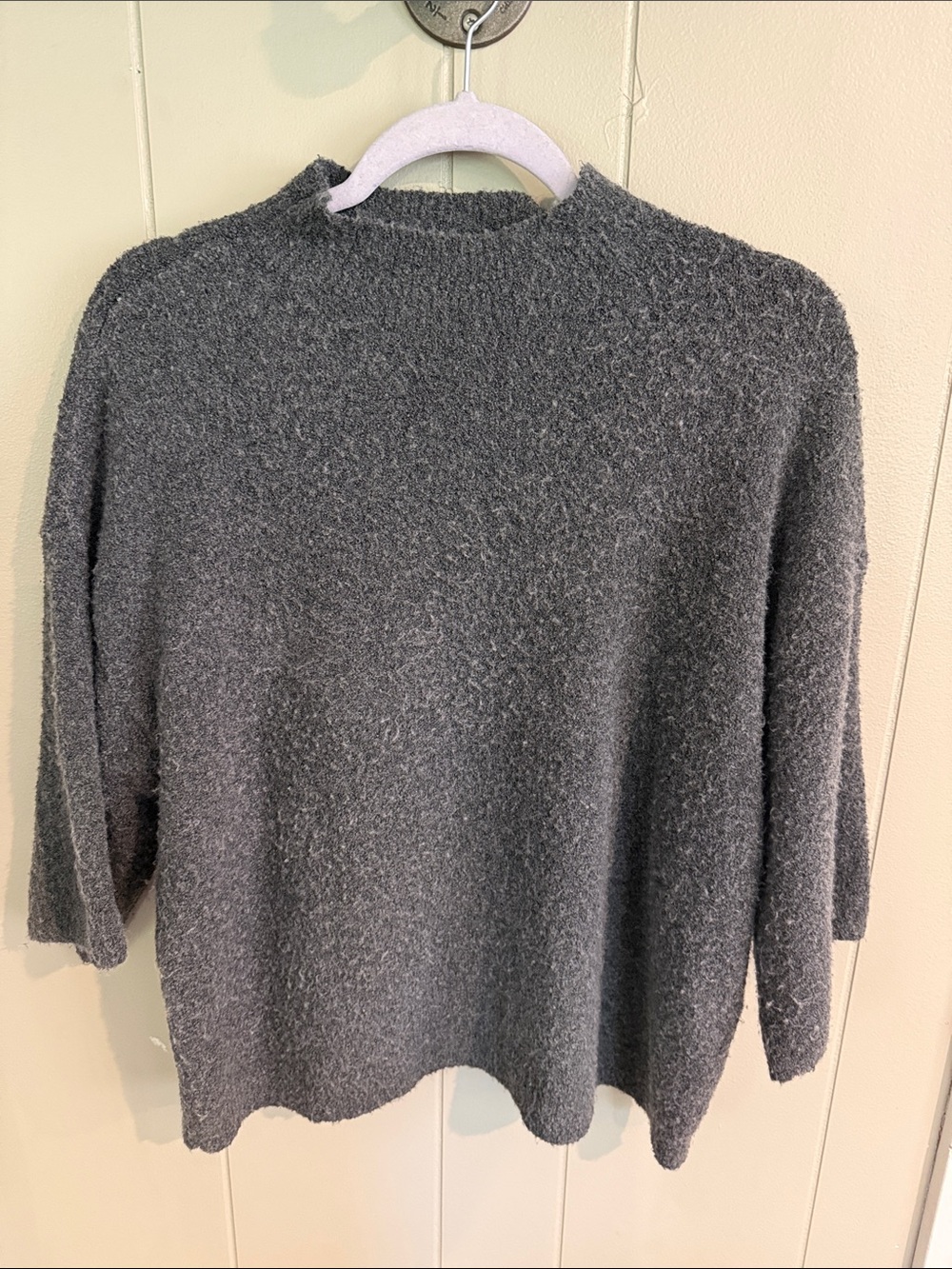 Abercrombie & Fitch Charcoal Gray Fuzzy Crewneck Sweater